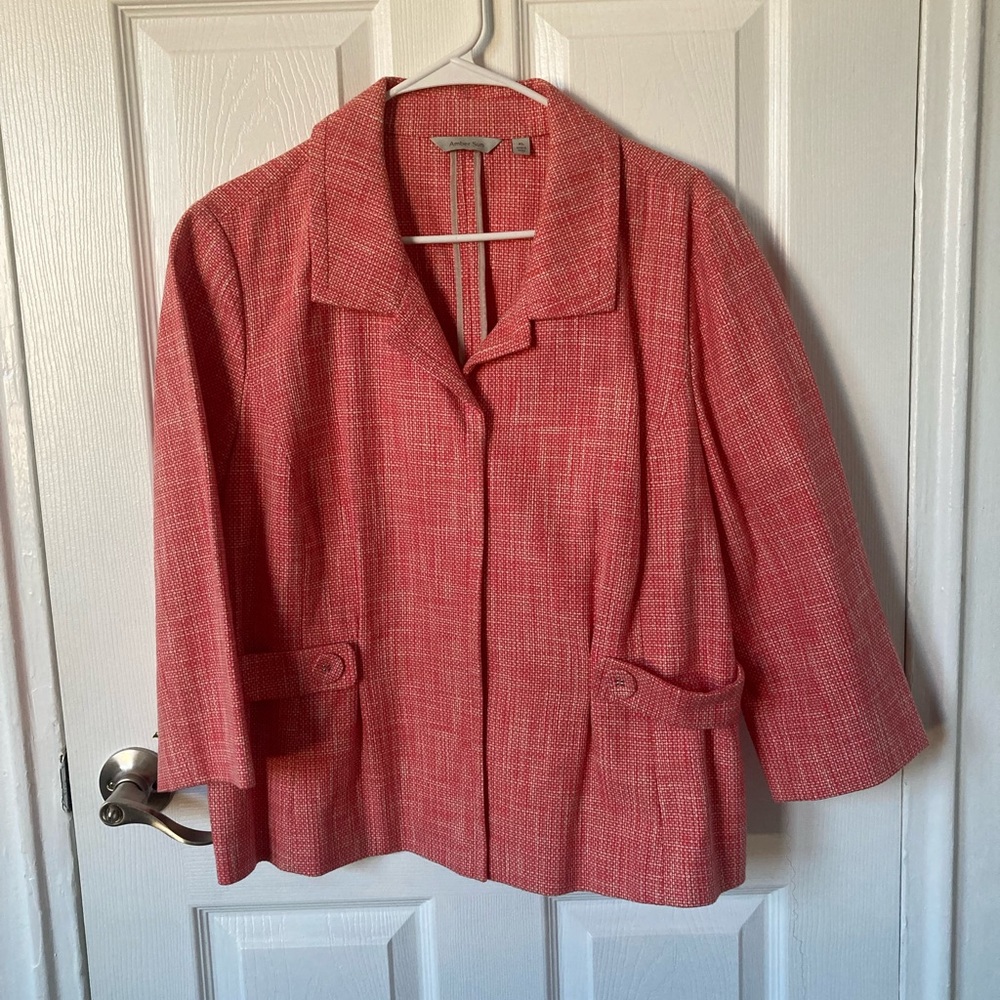 Amber Sun Tweed Blazer Jacket Size XL